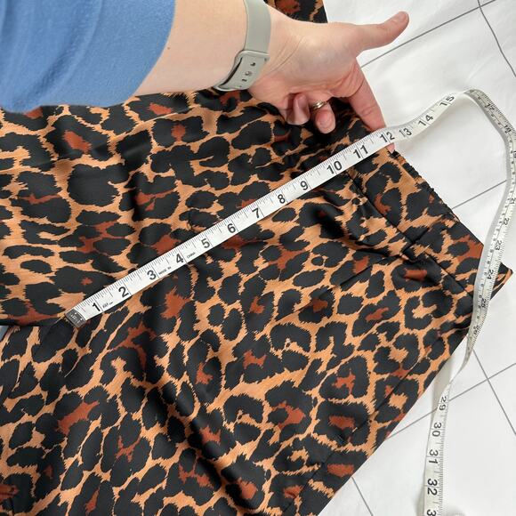 J. Crew Pants Womens 4 Brown Leopard High Rise Wide Leg Pull On Stretch Animal - Picture 8 of 9